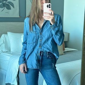 Chambray Button Up Blouse